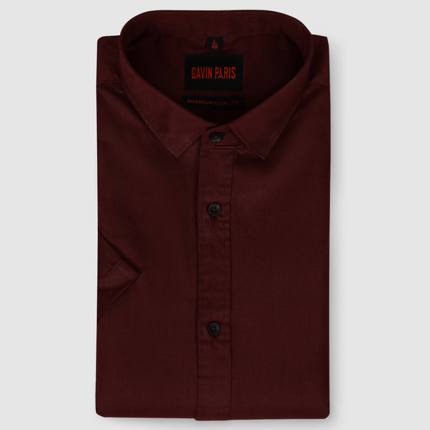 Half Sleeve Slim Fit Shirt- Classic Maroon (GP291)