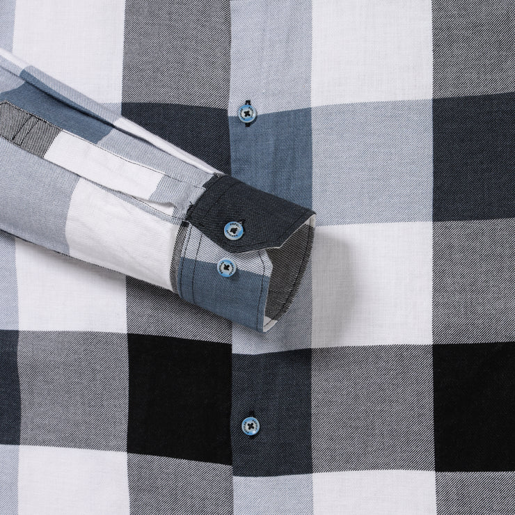 GREY & BLACK CHECK COTTON FULL SLEEVE SHIRT (GP033)