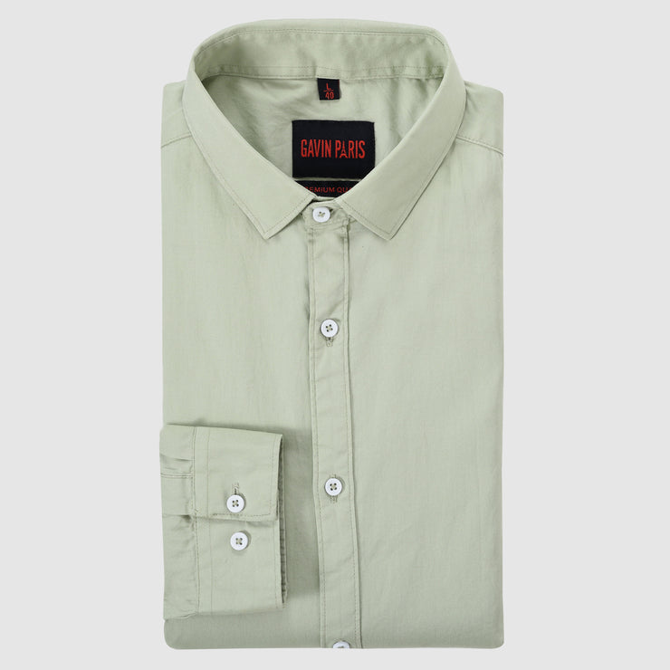 Sage Green Solid Men's Slim Fit Full Sleeve Shirt (GP317)