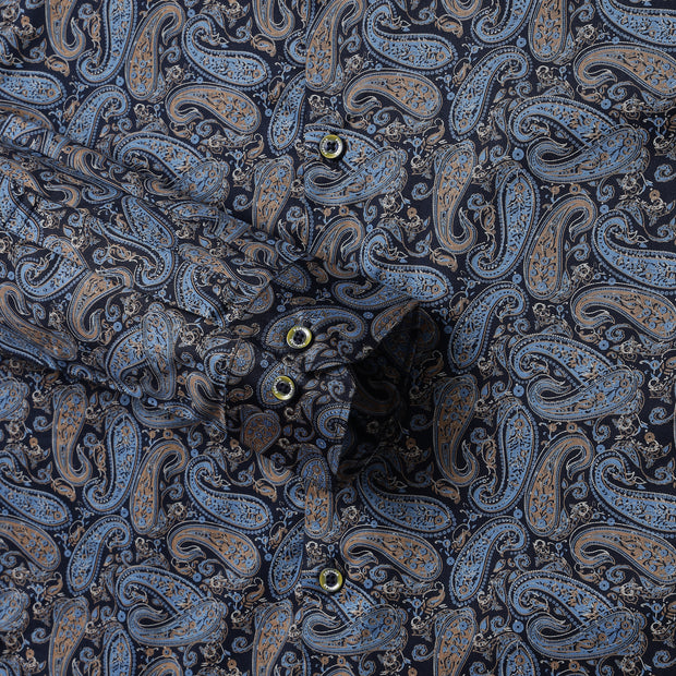 Blue Paisley Slim Fit Full-Sleeve Shirt (GP022)