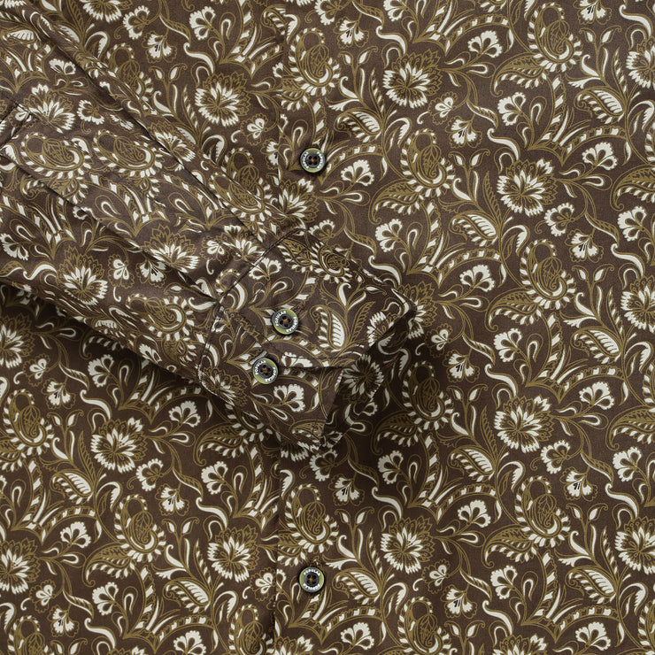 Brown with Floral Pattern Full Sleeve Shirt (GP025)