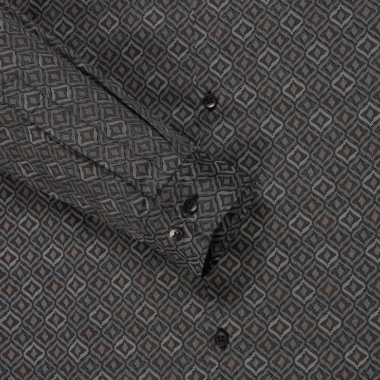 Black and Brown Geometric Pattern Full Sleeve Shirt (GP135)