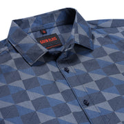 Full-Sleeve Slim Fit Blue Geometric Pattern Shirt (GP205)