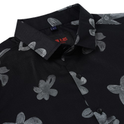 Half Sleeve Slim Fit Shirt - Black with Grey Floral Pattern (GP049)