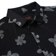 Half Sleeve Slim Fit Shirt - Black with Grey Floral Pattern (GP049)