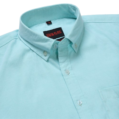 Mint Green Solid Slim Fit Cotton Men's Full Sleeve Shirt With Pocket (GP356)