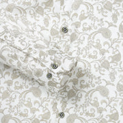 White Paisley Slim Fit Full-Sleeve Shirt (GP087)