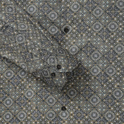 Grey and Blue Geometric Pattern Full-Sleeve Shirt (GP102)