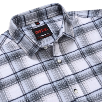White & Grey Checkered Slim Fit Cotton Men's Full Sleeve Shirt (GP360)
