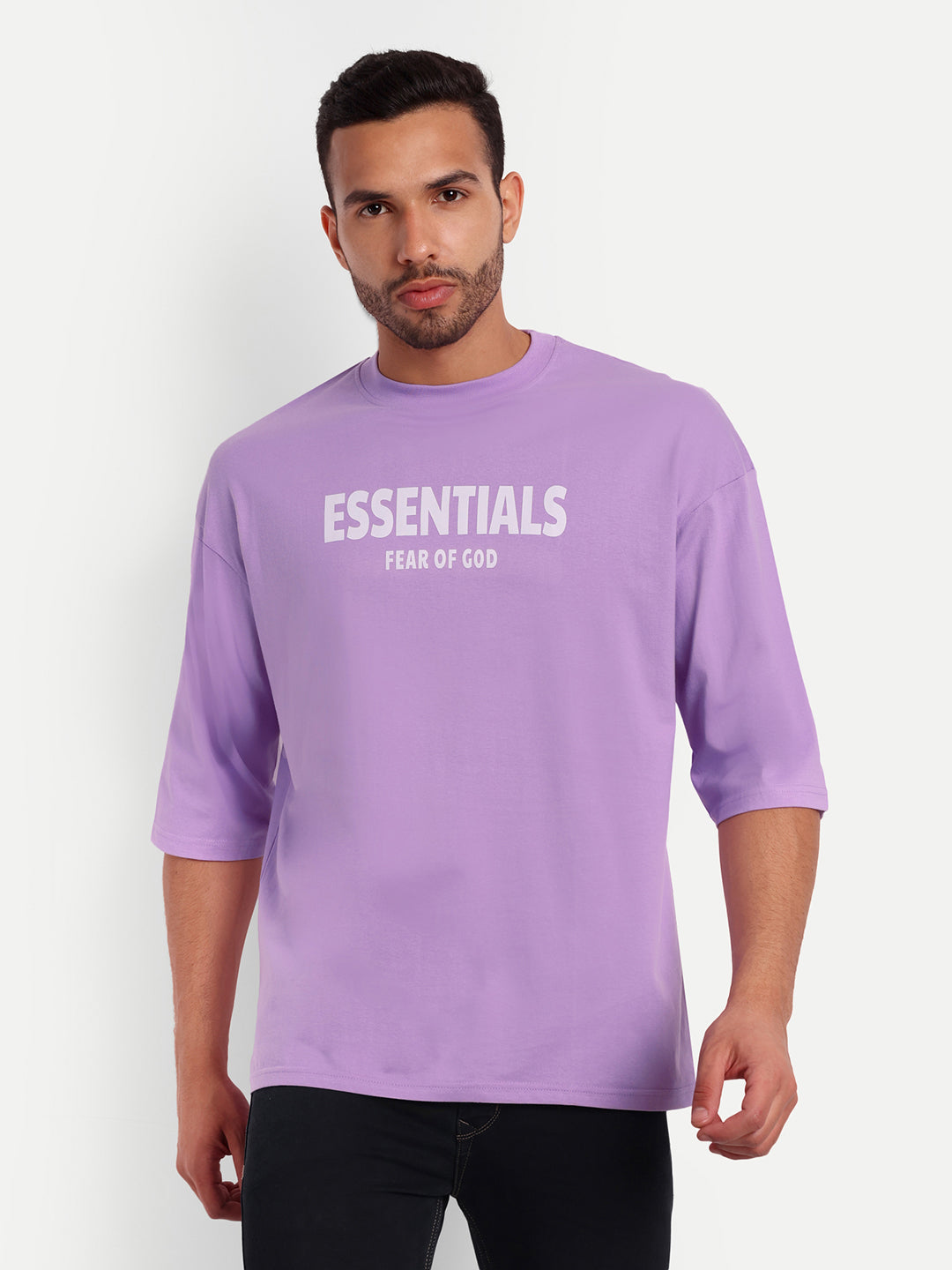 Essentials Lavender Drop-shoulder Oversized T-shirt