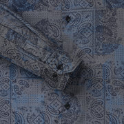 Blue with Paisley and Geometric Pattern Full Sleeve Shirt (GP055)