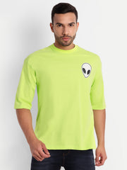 Alien Face Neon Green Drop-shoulder Oversized Unisex Tee By Gavin Paris