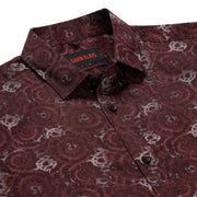 Burgundy Floral Slim Fit Full Sleeve Shirt (GP190)
