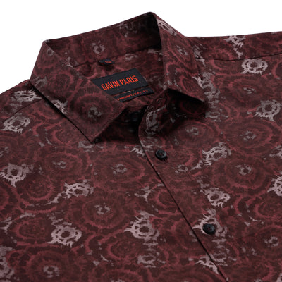 Burgundy Floral Slim Fit Full Sleeve Shirt (GP190)