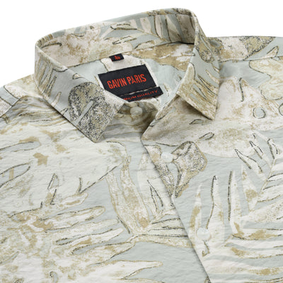 Abstract Floral Print Slim Fit Full Sleeve Shirt - Sand and Sage (GP230)