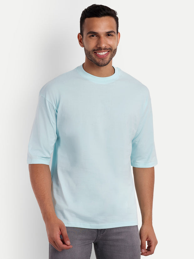 Japanese Aqua Blue Oversized Drop Shoulder Tee