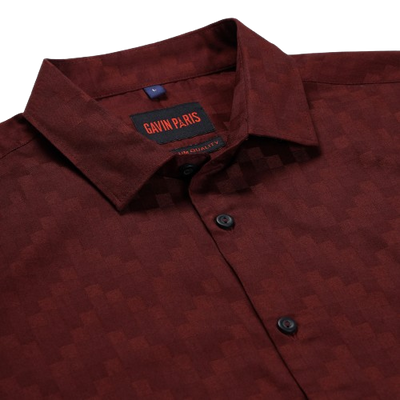 Maroon Checkered Slim Fit Full Sleeve Shirt (GP174)