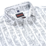 White Striped Slim Fit Full Sleeve Shirt with Intricate Grey Print (GP261)