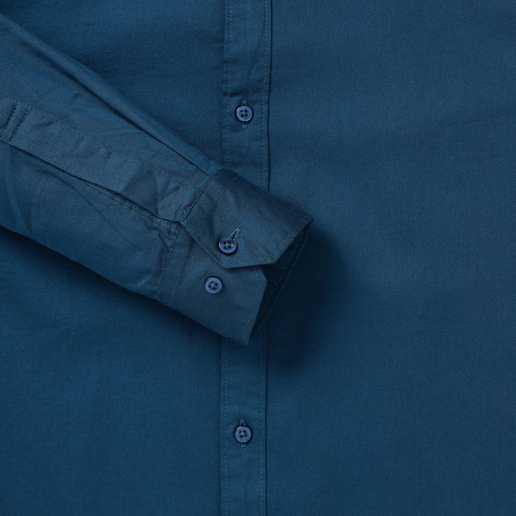 Teal Blue Solid Full-Sleeve Shirt (GP077)