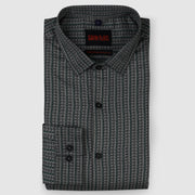 Geometric Stripe Slim Fit Full Sleeve Shirt - Charcoal Grey (GP209)