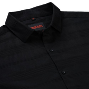 Black Full Sleeve Slim Fit Shirt with Textured Stripes (GP266)