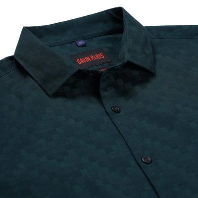 Forest Green Checkered Slim Fit Full Sleeve Shirt (GP171)