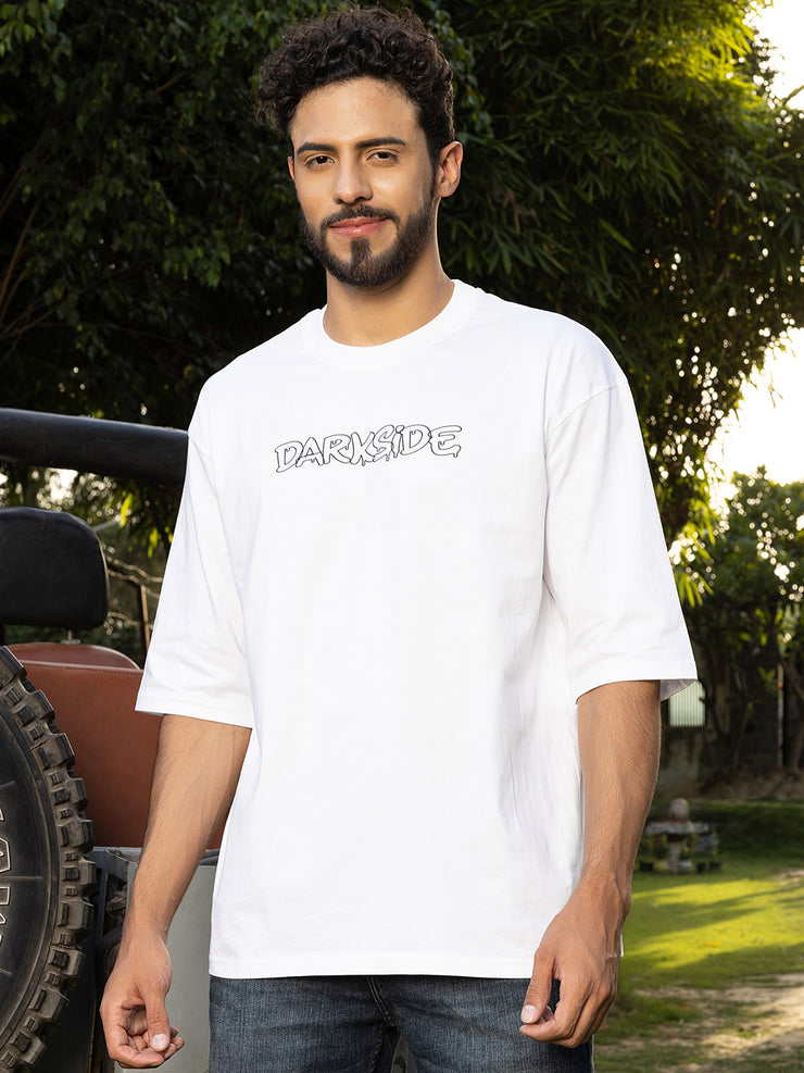 Darkside White Oversized Drop shoulder Tee by Gavin Paris