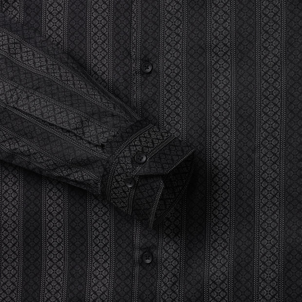 Black Patterned Slim Fit Full Sleeve Shirt (GP028)