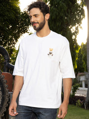 Rocket White Oversized Drop shoulder Tee by Gavin Paris