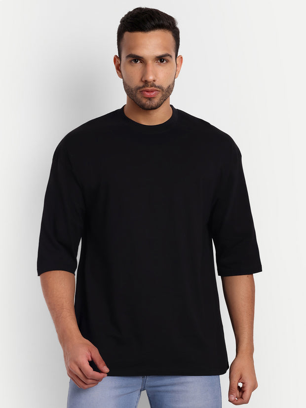 The Space Travel Black Back Print Drop-shoulder Oversized Tee by Gavin Paris