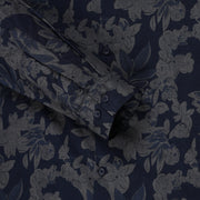 Navy Blue Floral Print Slim Fit Full Sleeve Shirt (GP145)