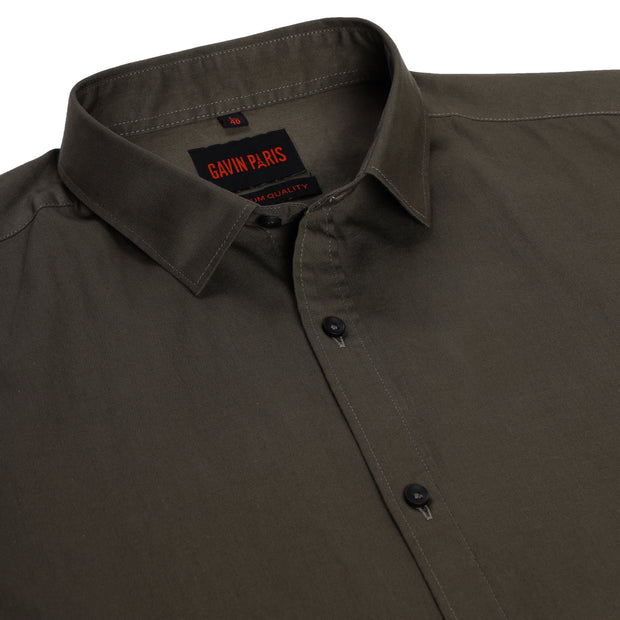 Half Sleeve Slim Fit Shirt- Olive Green (GP288)