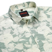Floral Print Slim Fit Full Sleeve Shirt - Sage Green and Cream (GP233)