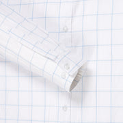 White with Light Blue Windowpane Check Pattern Full Sleeve Shirt (GP139)