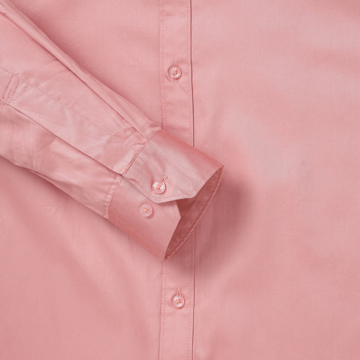 Coral Pink Solid Slim Fit Full-Sleeve Shirt (GP065)