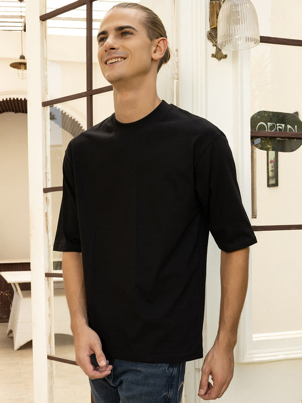 Happy Angel Black Oversized T-shirt