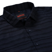 Navy Blue Slim Fit Full Sleeve Shirt with Textured Stripes (GP268)
