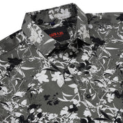 Half Sleeve Slim Fit Shirt- Grey with Black and White Floral Pattern (GP043)