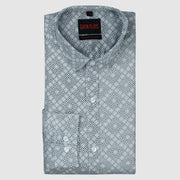 Micro Geometric Print  Slim Fit Full Sleeve Shirt - Grey and White (GP244)