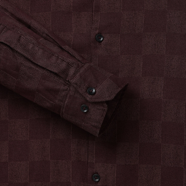 Maroon Checkered Pattern Slim Fit Full Sleeve Shirt (GP006)