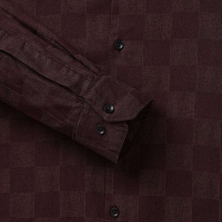 BLOCK PRINTED MAROON COTTON FULL SLEEVE SHIRT (GP006)