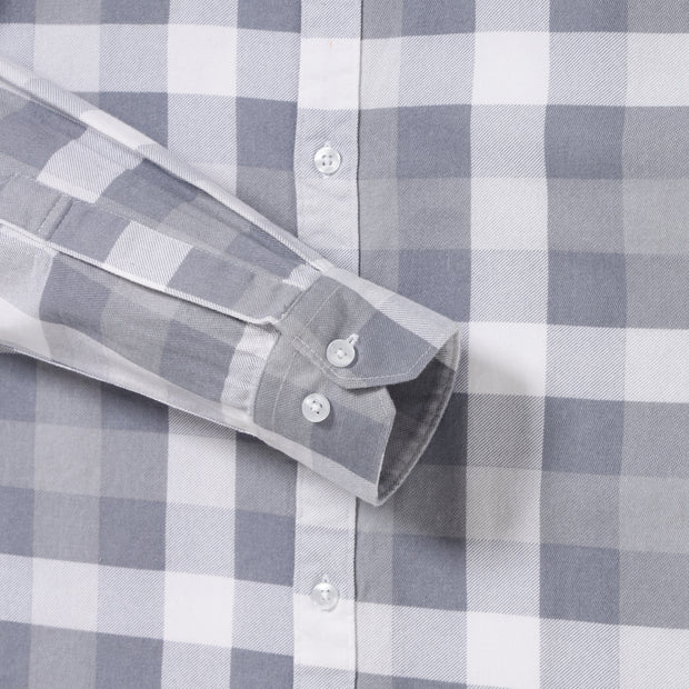 Checkered Slim Fit Full Sleeve Shirt - Grey & White (GP107)