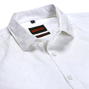 Men's Full-Sleeve White Geometric Pattern  Slim Fit Shirt (GP173)