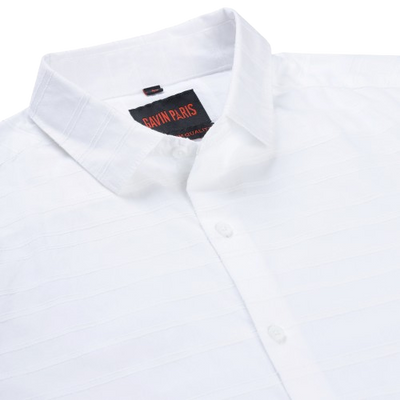 White Slim Fit Full Sleeve Shirt with Textured Stripes (GP269)