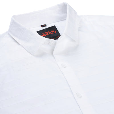 White Slim Fit Full Sleeve Shirt with Textured Stripes (GP269)