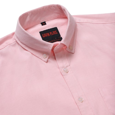 Light Pink Solid Slim Fit Cotton Men's Full Sleeve Shirt With Pocket (GP357)