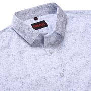Light Blue Geometric Print Slim Fit Cotton Men's Full Sleeve Shirt (GP364)