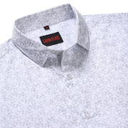 White Geometric Print Slim Fit Cotton Men's Full Sleeve Shirt (GP363)