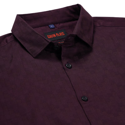 Burgundy Checkered Slim Fit Full Sleeve Shirt (GP170)