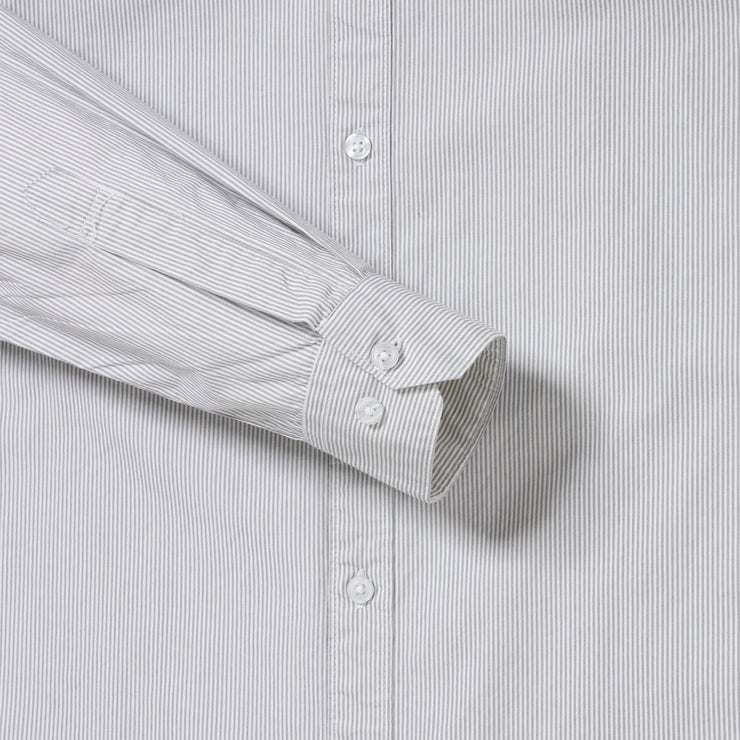 Striped Cotton Slim Fit Full-Sleeve Shirt - Grey and White (GP080)